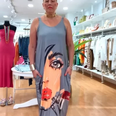 Vestido largo casual con estampado