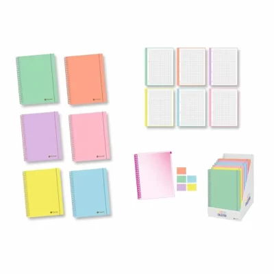 Cuadernos de cuadros con tapa color pastel