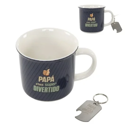 Juego de taza y abridor para papá.