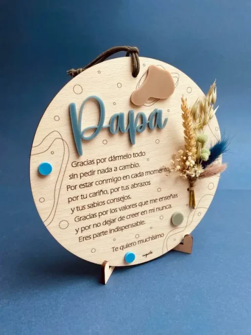 Placa dedicatoria para papá.