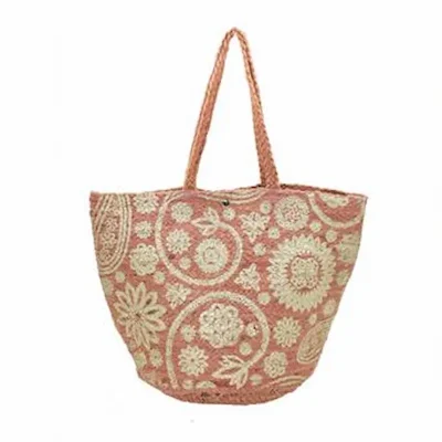 Bolso de yute con flores.