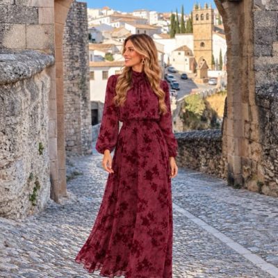 Vestido Roma burdeos